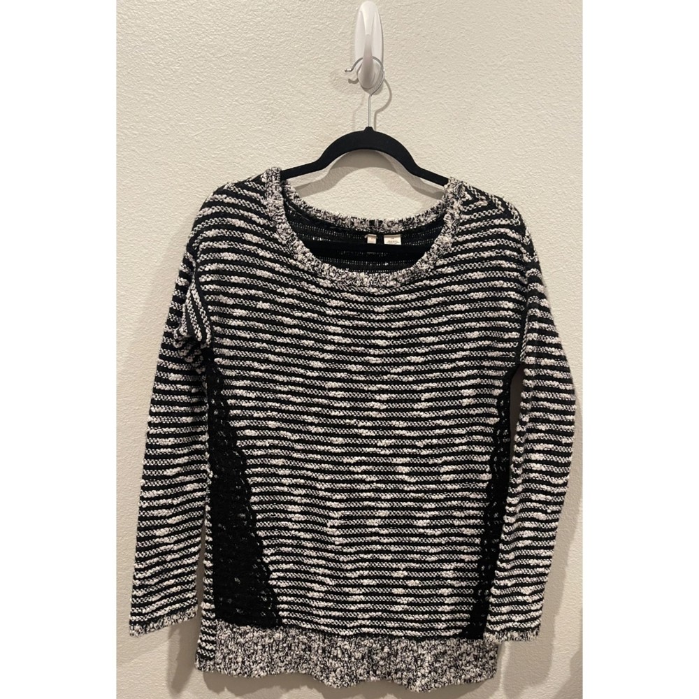 MOTH Staccato Tweed Lace Tunic Black White Sweater